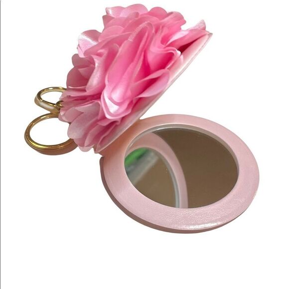 FABRIC FLOWER KEYRING AND MIRROR YELLOW - Picture 3 of 3